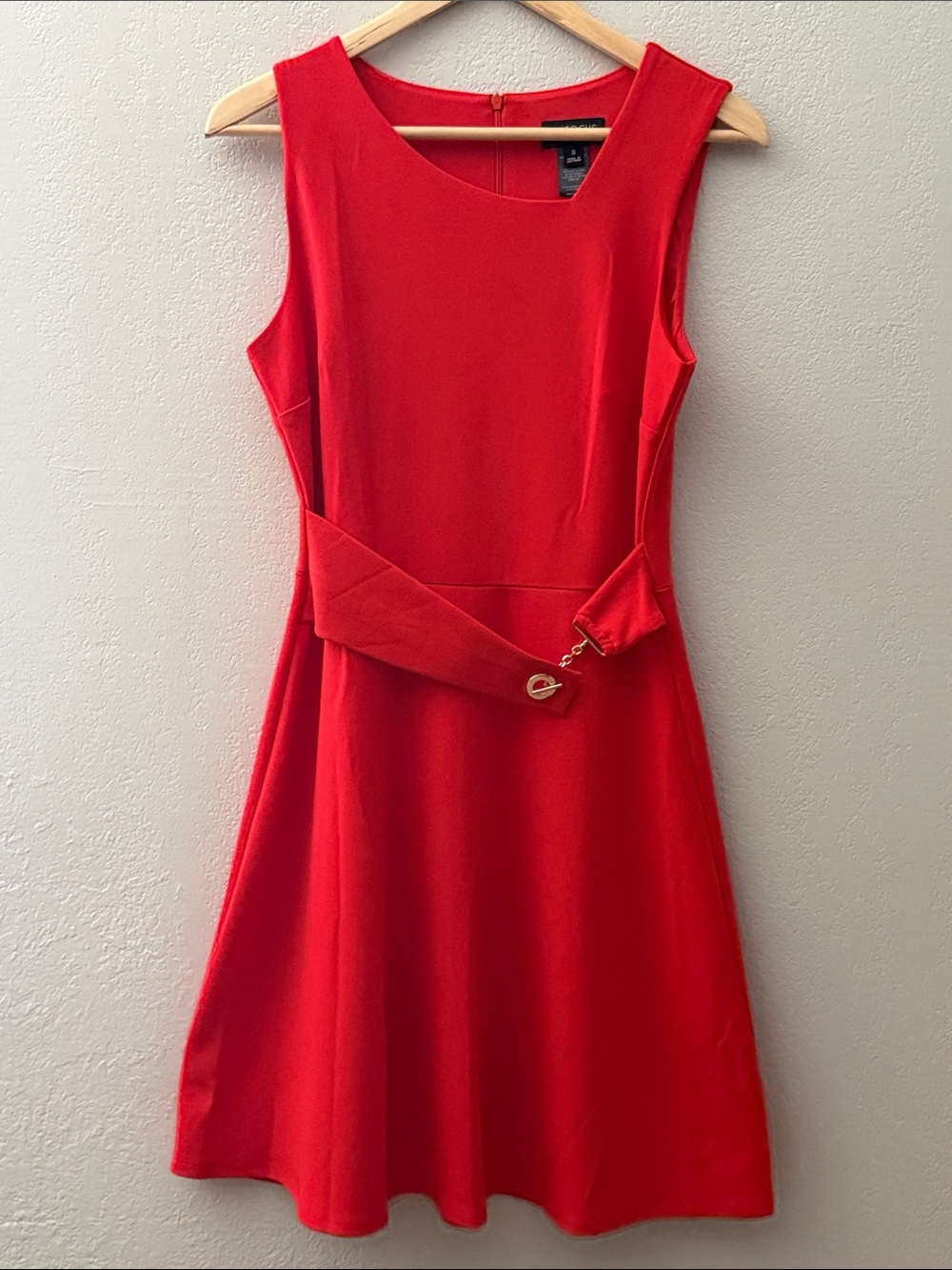 Enfocus Studio Red Sleeveless Belted Mini Dress